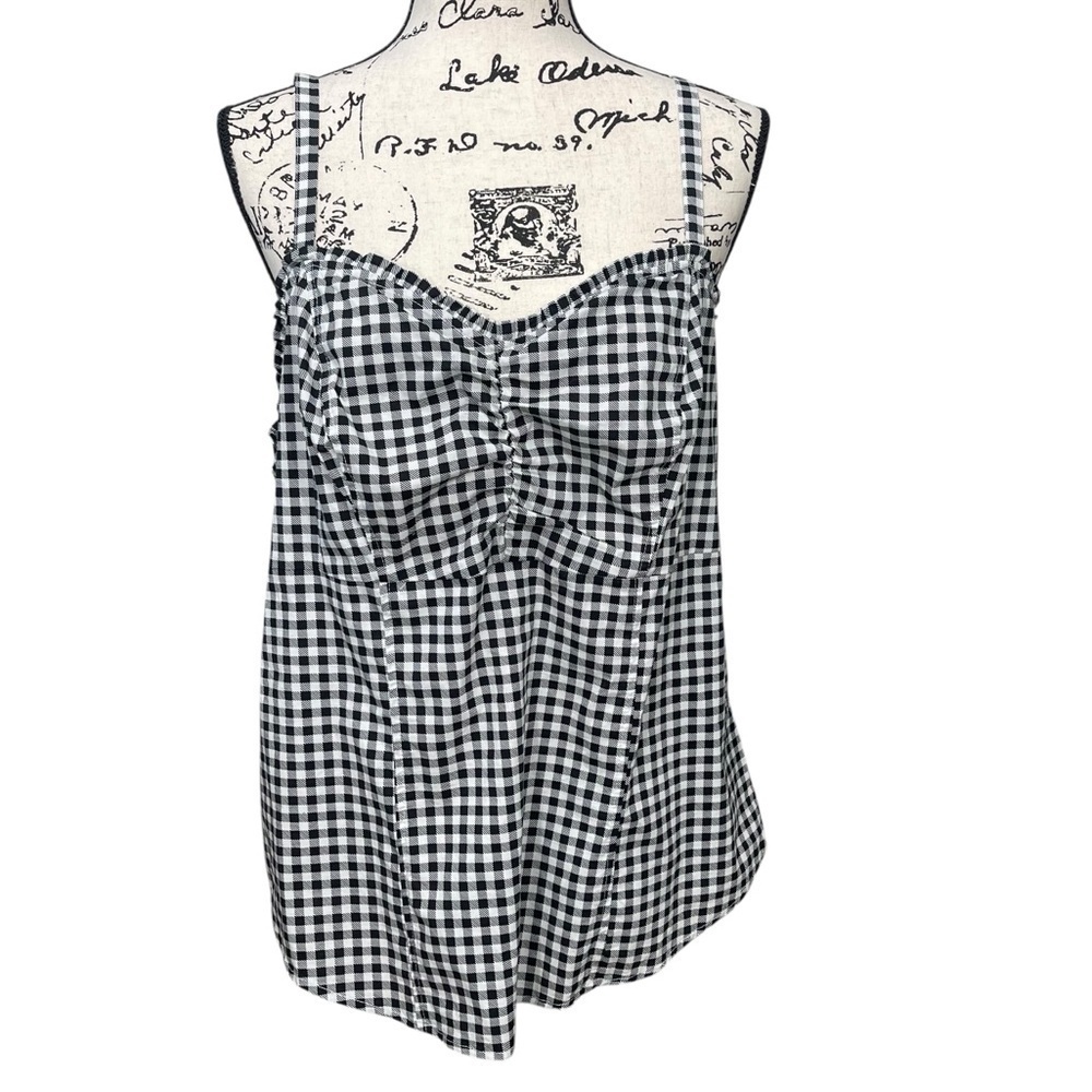 Torrid Black White Gingham Plaid Poplin Cami Sweetheart Tank Top Zip Back Size 2 - Picture 2 of 11